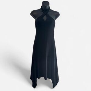 BCBGMaxAzria Black Asymmetrical Halter Dress